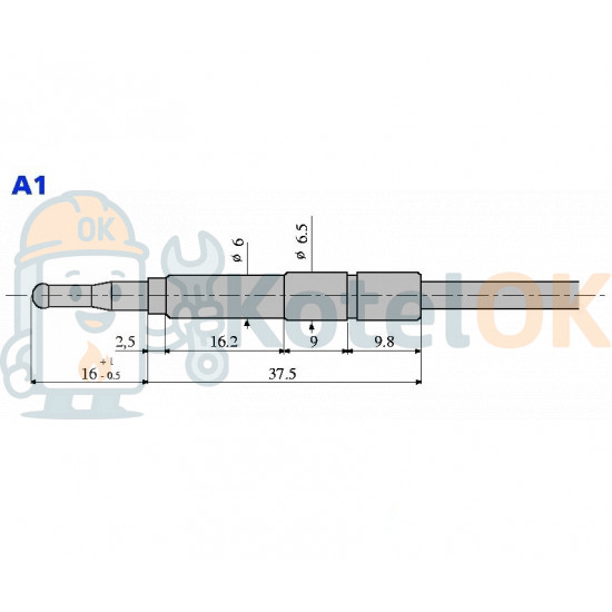 Купить Термопара (головка тип А1, подключение М9х1, L = 500 мм) - 0.200.007 запчасть для котла Купить Термопара (головка тип А1, подключение М9х1, L = 500 мм) - 0.200.007 – оригинальная запчасть для котла