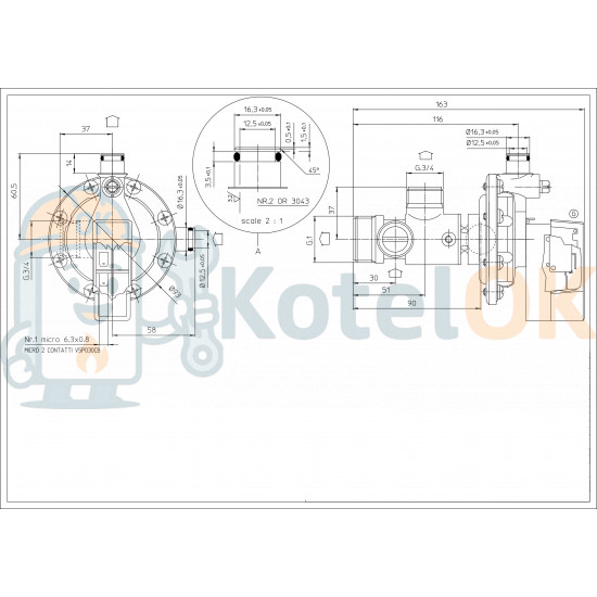 Купити Трьох ходовий кран для котлів Hermann P372AE111A, 21002478, H021002478, 0020106350 – оригінальна запчастина для котла
