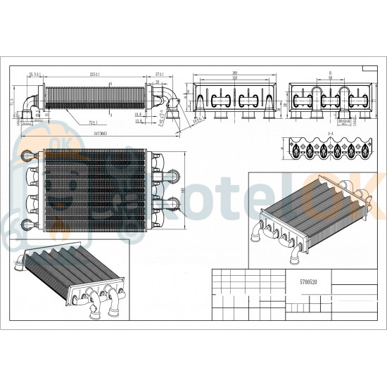 Купити Основний Бітермічний Теплообмінник Westen Quasar D 24F, Baxi Mainfour 24F 225 мм (5700520) запчастину для котла Купити Основний Бітермічний Теплообмінник Westen Quasar D 24F, Baxi Mainfour 24F 225 мм (5700520) – оригінальна запчастина для котла