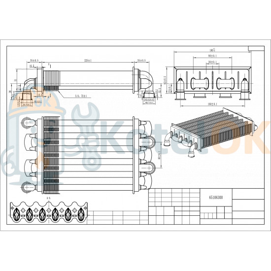 Купити Теплообмінник для котла Ariston Egis 24 кВт (короткий, 220 мм) 65106300 – оригінальна запчастина для котла