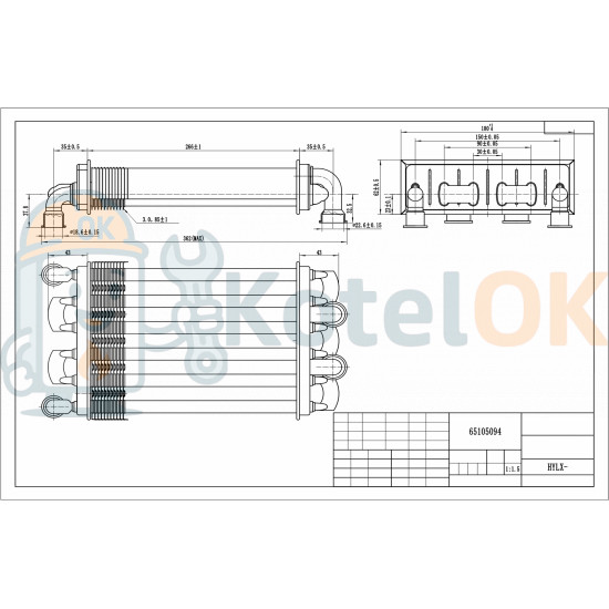 Купить Основной Битермический Теплообменник Ariston Egis, As (длина 260 мм) 65105094 – оригинальная запчасть для котла