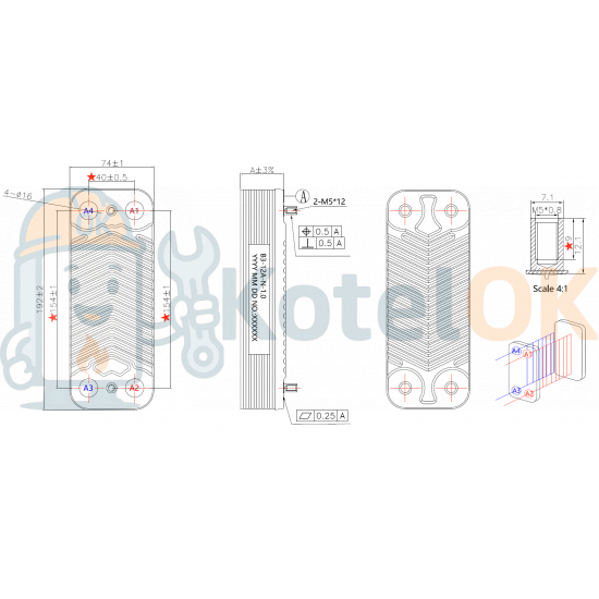 Купить Пластинчатый теплообменник 12 пластин (аналог ZILMET) арт.  7828745, Z0700.01.20.00, 1.022220, 1.022221, 17B1901606, 8705406264 (12) – оригинальная запчасть для котла