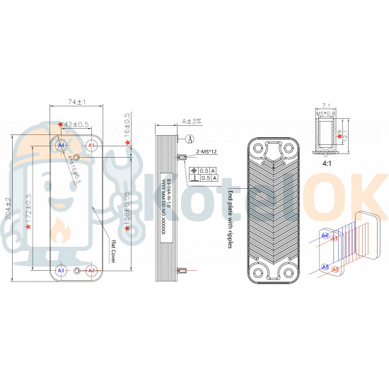 Купити Пластинчатий Теплообменник 16 пластин, (аналог ZILMET), 17B2071600 (16), D003202285, 0020119605, 0020119606, 998483(16) – оригінальна запчастина для котла
