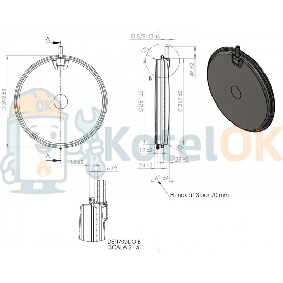 Купить Розширювальний бак 6 л, 3/8 G, для Vaillant TurboTEC, atmoTEC Pro (арт. 76069201/ISP, 0020020019) – оригинальная запчасть для котла