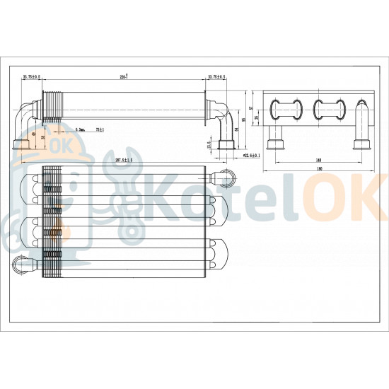 Купить Основной Монотермический Теплообменник 0020120231, C40.142 для котлов Protherm Рысь Lynx, Jaguar после 2014 г – оригинальная запчасть для котла
