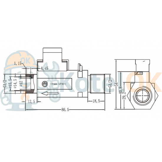 Купити Датчик протоку прямий 1/2. Ariston, Beretta, Fondital, Immergas. 33900004, 33900001, 5667220, 710228100, R10022348, 20069786, R10020329, 6FLUSSOS07, 6FLUSSOS00, 33.908001, 1.018914 – оригінальна запчастина для котла