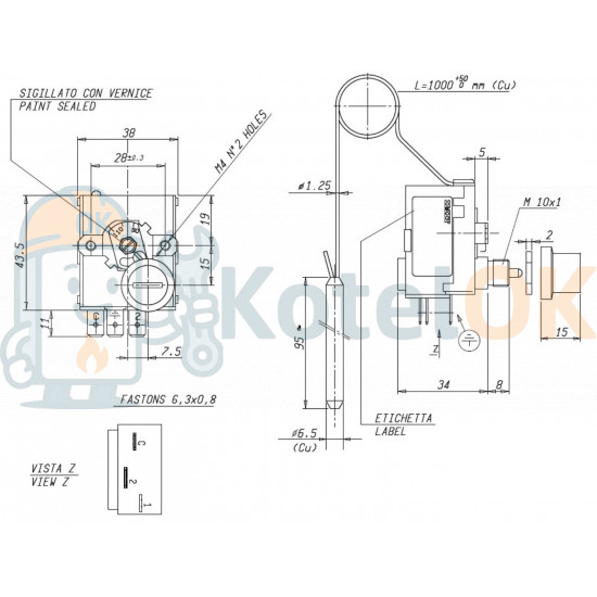 Купить Термостат дымовых газов 6WTERFUM00 90-110 °C 541510 – оригинальная запчасть для котла