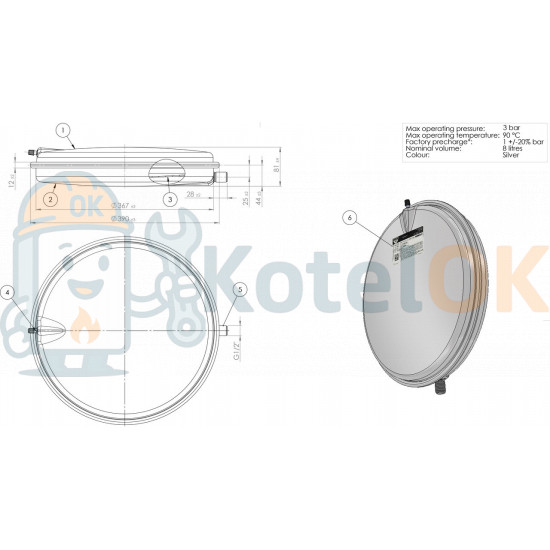 Бак расширительный Zilmet 8л. G1/2 ("13С0000811 / BI1472135)