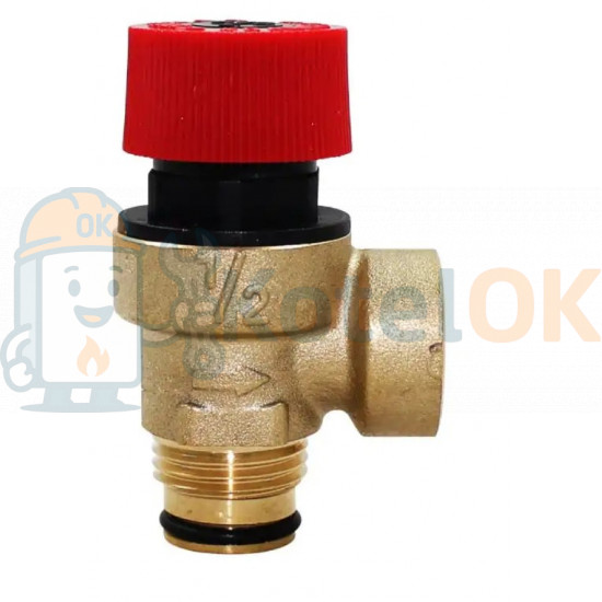 Купити 155600001 Клапан запобіжний 3 BAR 1/2” з резиновим ущільнювачем HERMANN, DEMRAD, BONGIOANNI, TIBERIS, JUNKERS, BIASI (8707401026) – оригінальна запчастина для котла