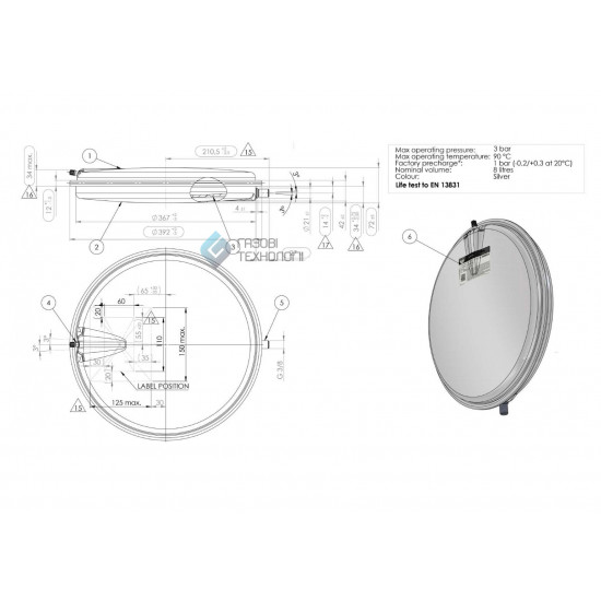 Розширювальний бак Zilmet 8 л. (різьблення 3/8") круглий - 13C0000826 Розширювальний бак Zilmet 8 л. (різьблення 3/8") круглий - 13C0000826
