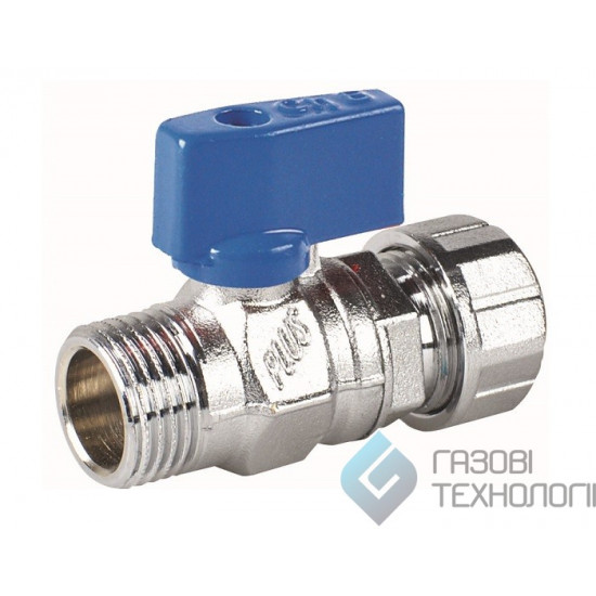 Кран "Mini", хром, голубая ручка, 18 толщ. 2-1/2, AI-PEX, Plus 02511820MX