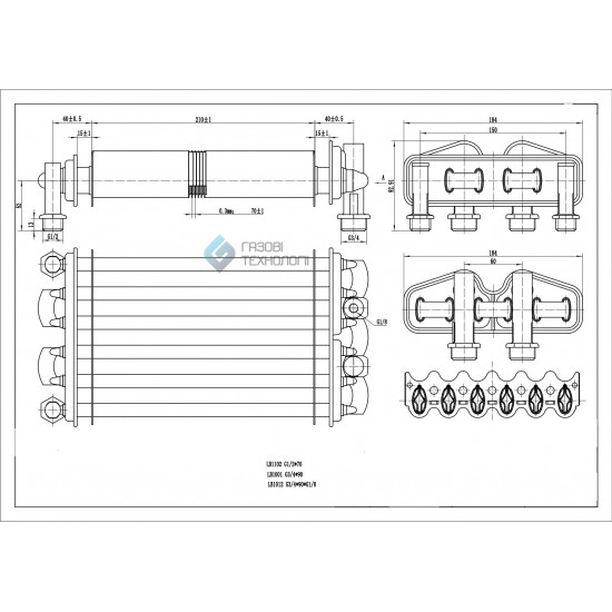 Основний Бітермічний Теплообмінник  52111 для котлів Nobel 18 SE Pro, Altogas, Maxi Boilers, Rocterm