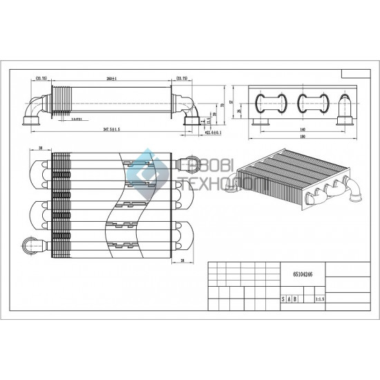 Основний Теплообмінник Ariston Clas, Genus, Clas Evo 24-30 FF 260 мм (65104246) Основний Теплообмінник Ariston Clas, Genus, Clas Evo 24-30 FF 260 мм (65104246)