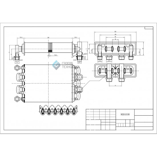 Основний Бітермічний Теплообмінник Ferroli Domiproject F24, Fereasy F24 (різьбове підключення ) (902610190)