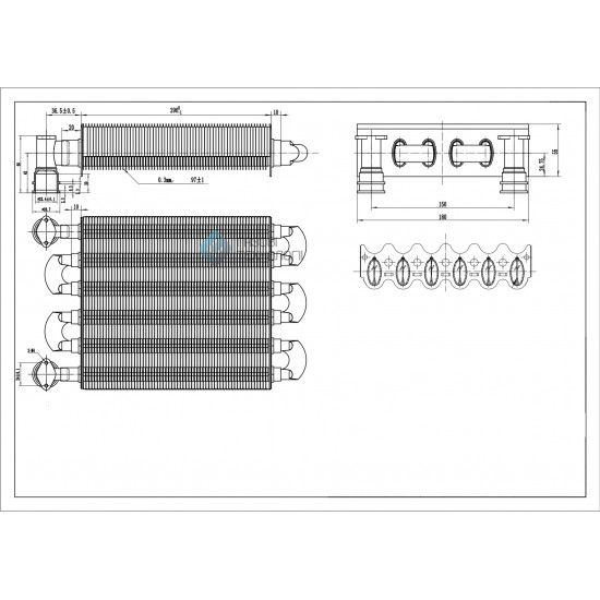 Основний Монотермічний Теплообмінник для котлів  Hermann, Tiberis, Italtherm 28 E | 30 SE,  H015004840